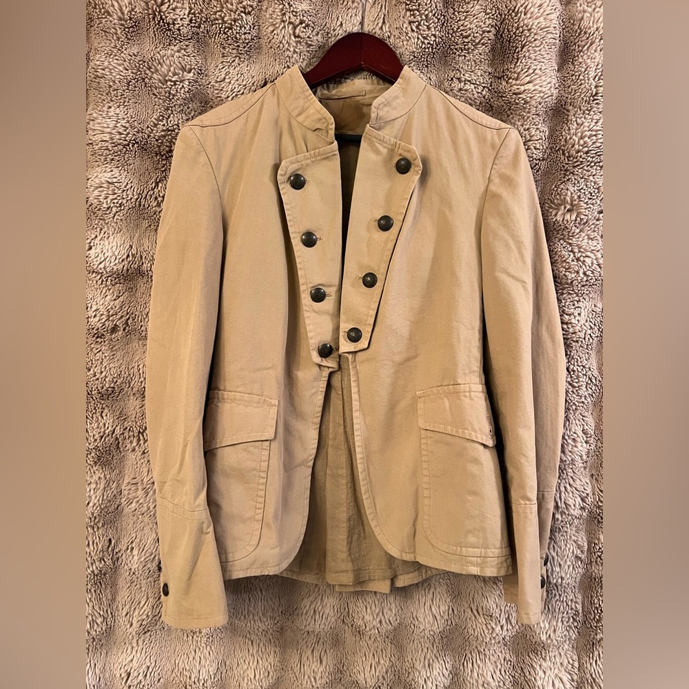 Zara Beige Double-Breasted Performance Jacket